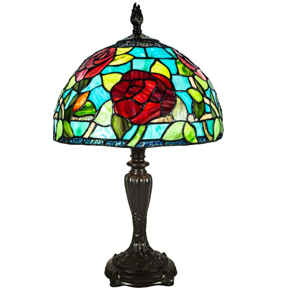 Dale Tiffany TT21180 Saros Rose Tiffany Table Lamp in Dark Coffee