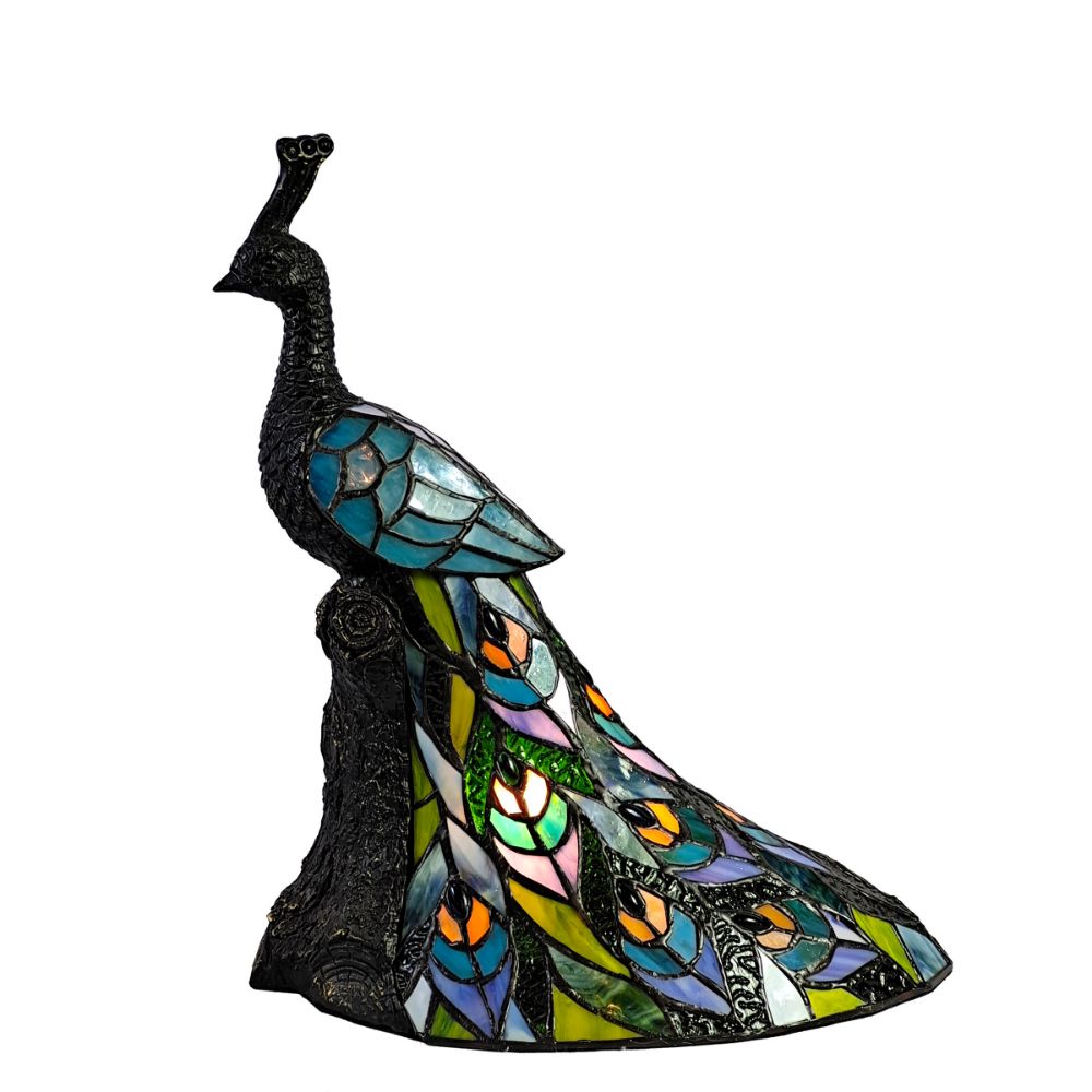 Dale Tiffany TT21212 Galana Turquoise Peacock Tiffany Accent Lamp in Bronze