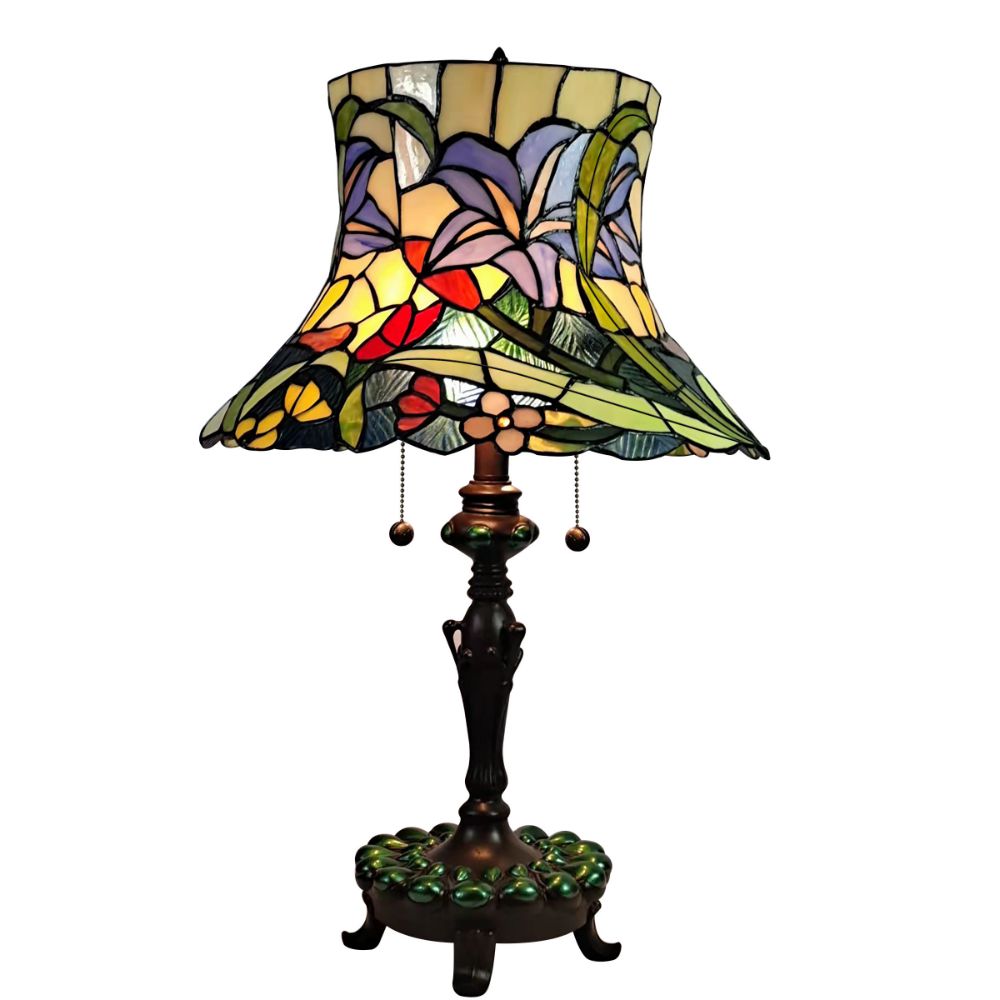 Dale Tiffany TT21214 Entrada Floral Tiffany Table Lamp in Antique Bronze