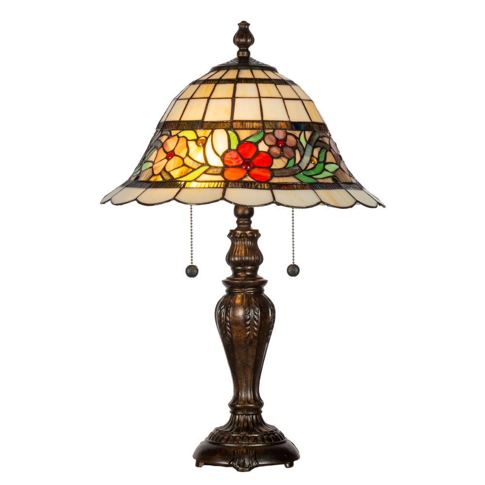 Dale Tiffany TT22185 Seville Floral Tiffany Table Lamp in Antique Bronze