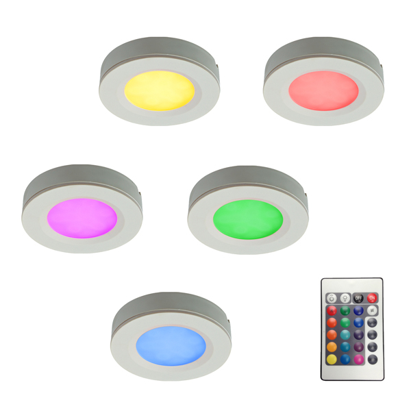 Dals Lighting I-K5RGBPKWH 5 RGB puck light kit with driver and controller, White