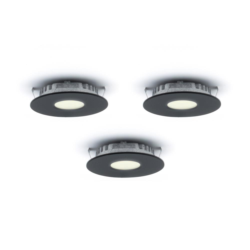 Dals Lighting K4001-BK Kit of 3 Recessed Round Under Cabinet SuperPuck Lights in Black