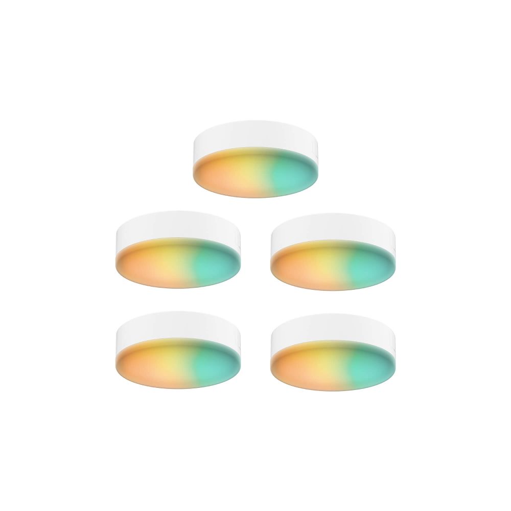 Dals Lighting SM-UPK5 Dals Connect 5-Pack Smart Rgb-Cct Under Cabinet Puck Kit in White
