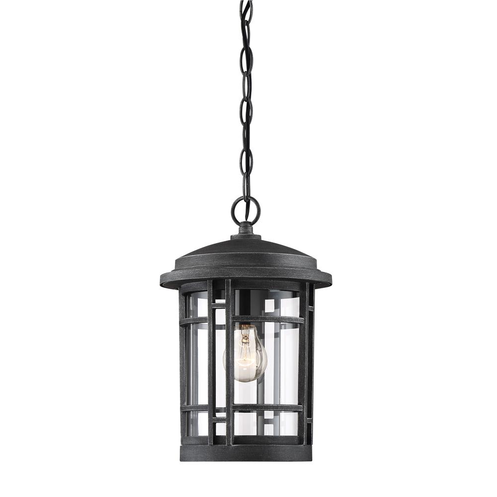 Designers fountain 22434-WP Barrister Collection 1 Light Hanging Lantern 9 DiaW 13.75"H in Weathered Pewter Finish