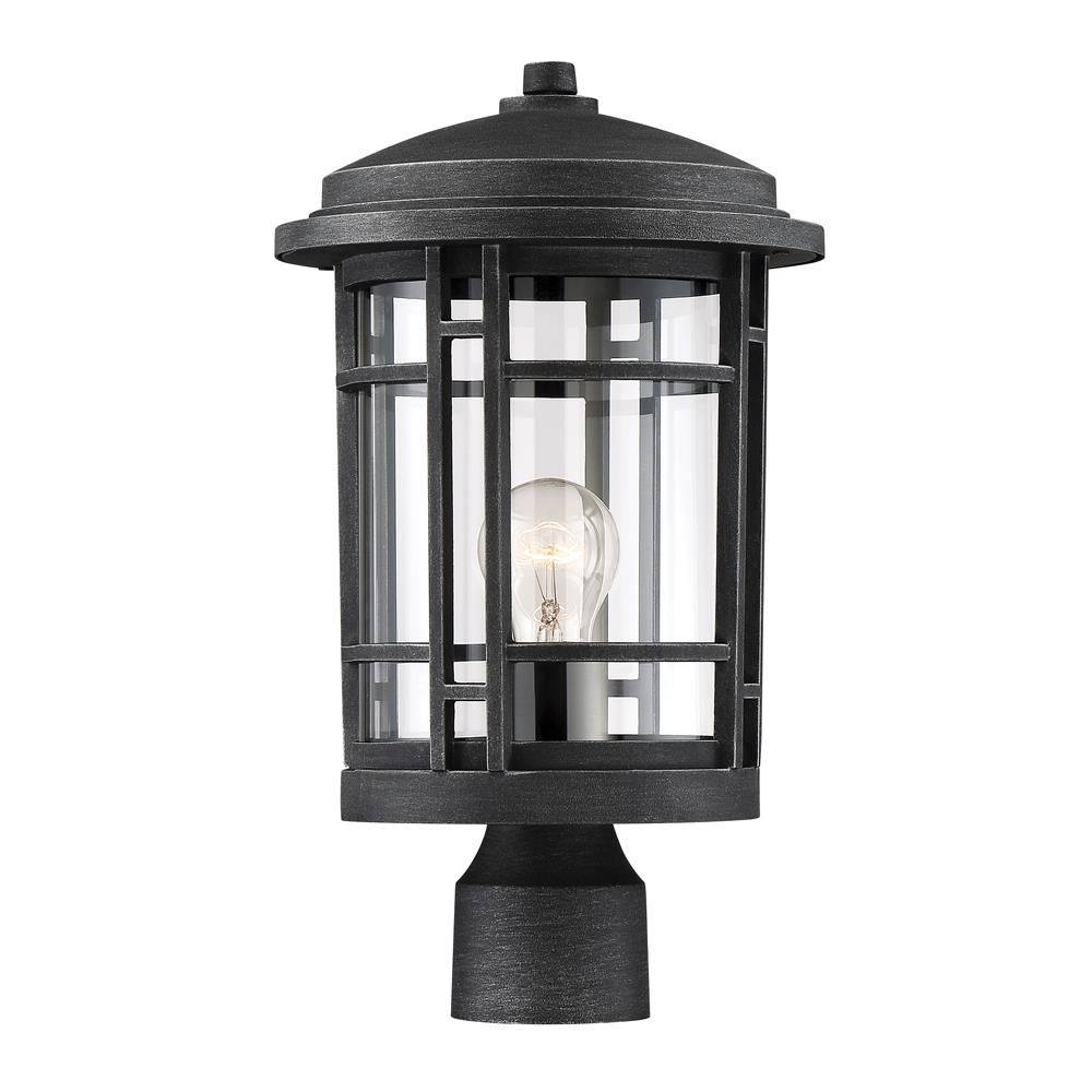 Designers fountain 22436-WP Barrister Collection 1 Light Post Lantern 9 DiaW 15.25"H in Weathered Pewter Finish
