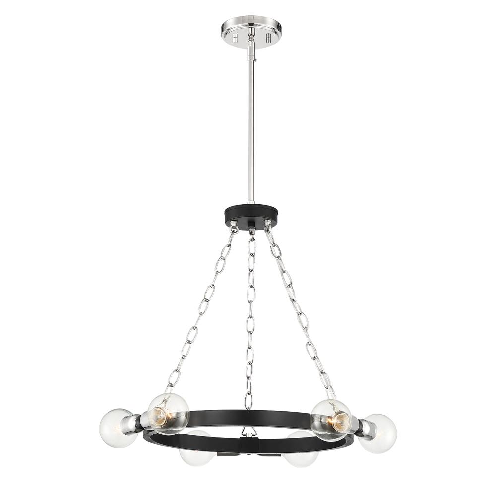 Designers fountain 93486-BK Huxton Collection 6 Light Chandelier 21"W 19.25"H in Black Finish