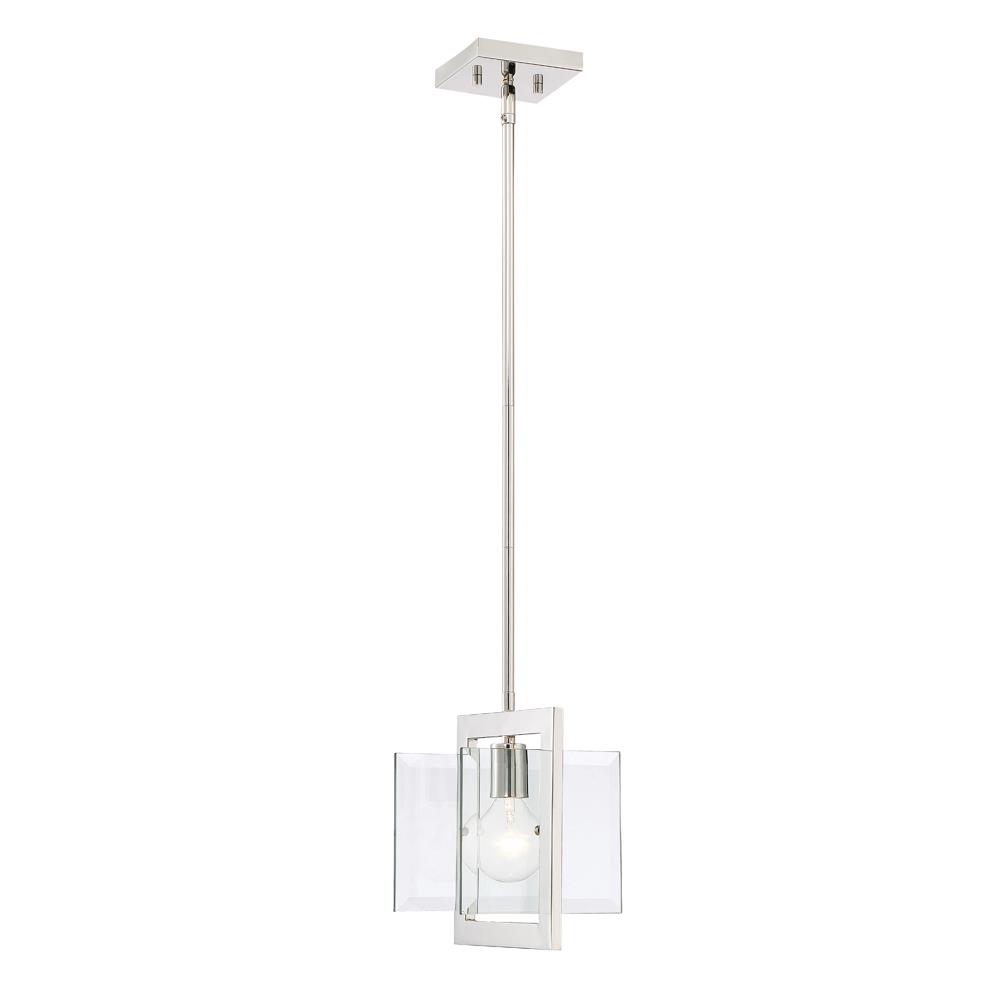Designers fountain 93630-PN Ethan Collection 1 Light Mini Pendant 8.25"W 10.25"H in Polished Nickel Finish