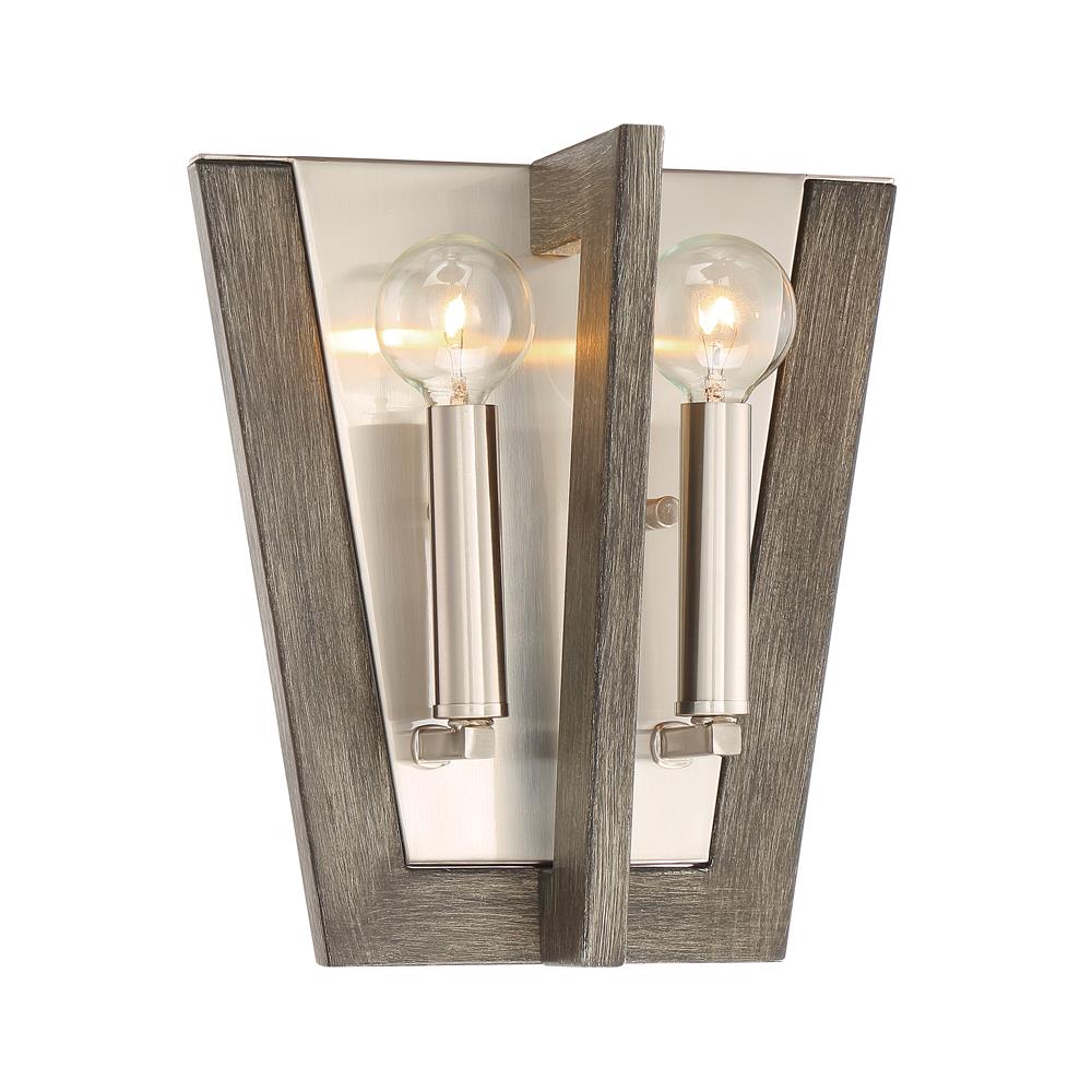 Designers fountain 93702-SP Westend Collection 2 Light Wall Sconce 9.5"W 10"H in Satin Platinum Finish