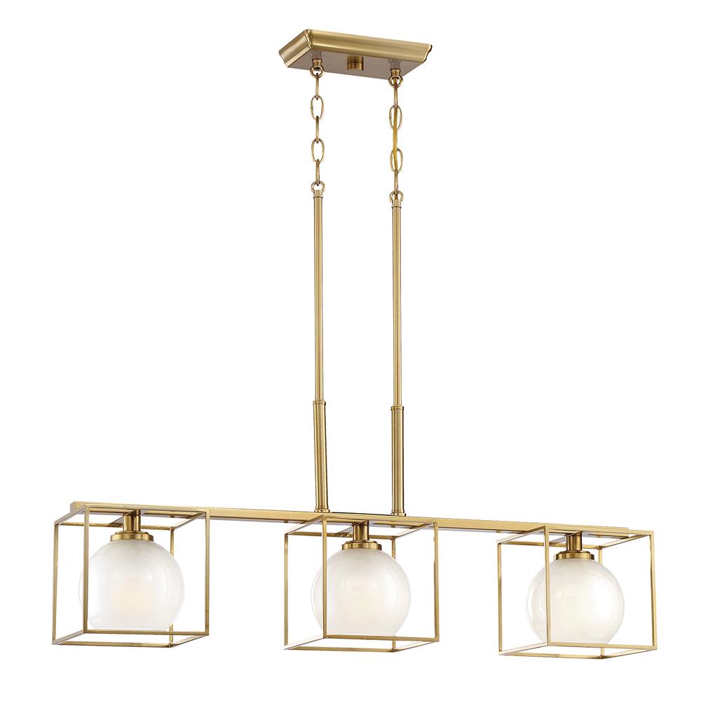 Designers fountain 94538-BG Cowen Collection 3 Light Island 34"W 14.75"H in Brushed Gold Finish