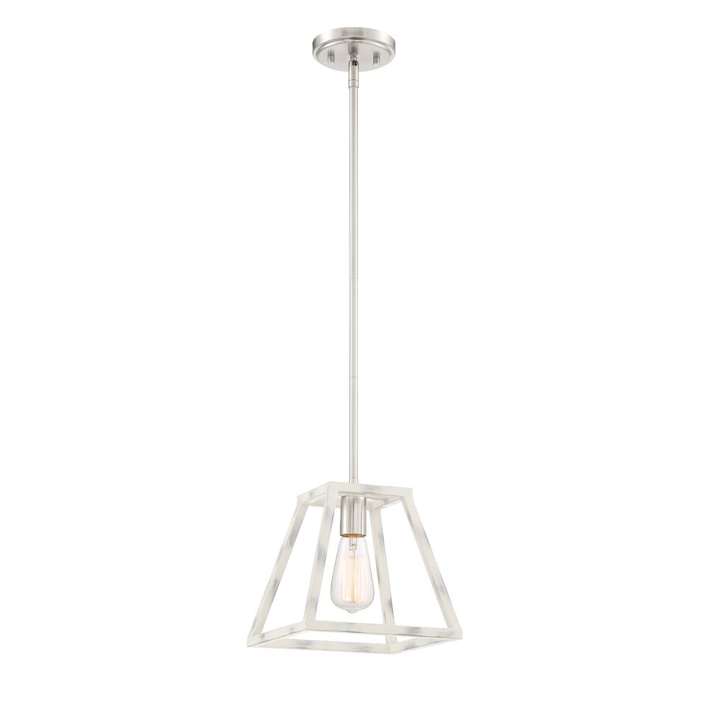 Designers fountain 94930-CWW Rhode Collection 1 Light Mini Pendant 9.25SqrW 9.75"H in Coastal Weathered White Finish