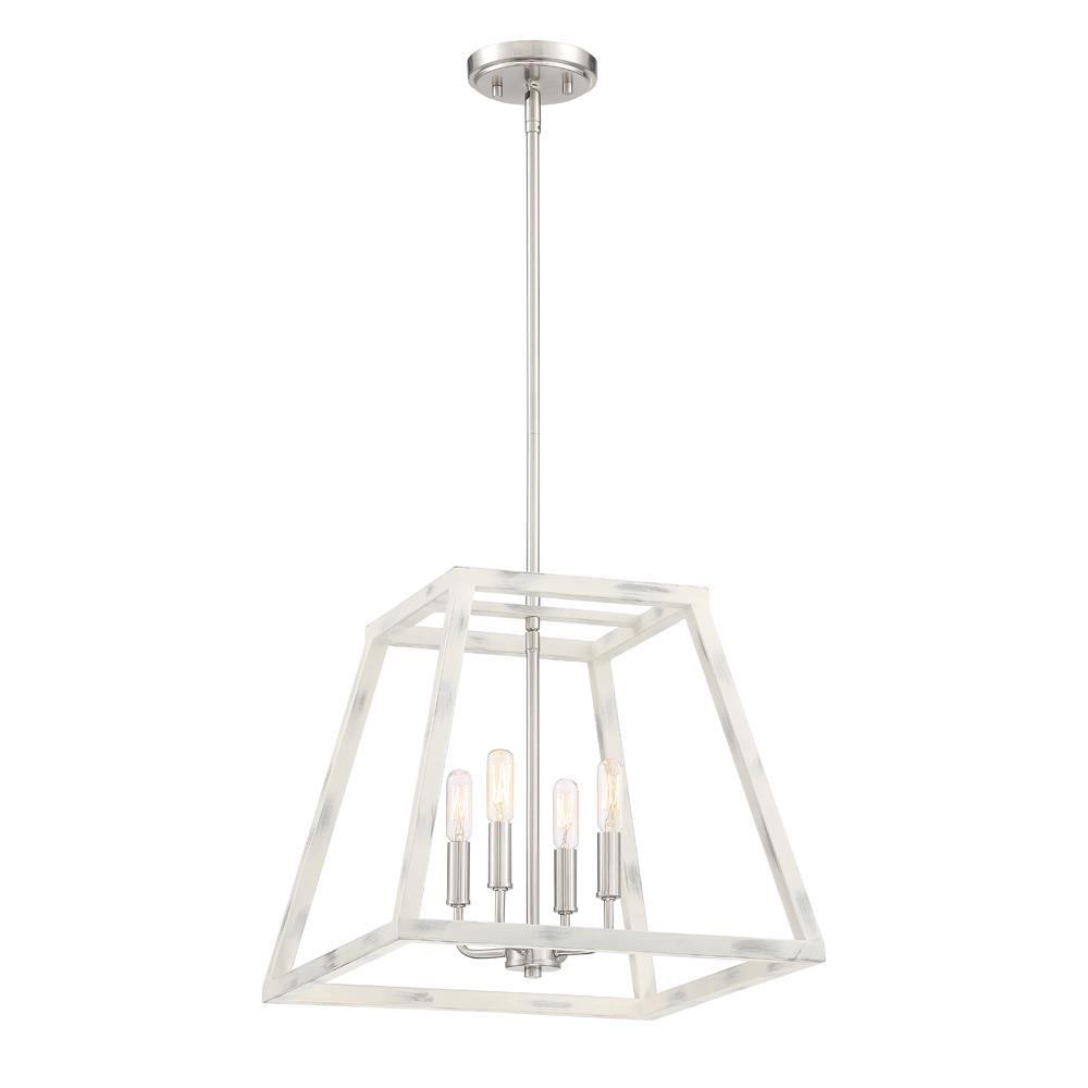 Designers fountain 94954-CWW Rhode Collection 4 Light Foyer 16 SqrW 15.5"H in Coastal Weathered White Finish