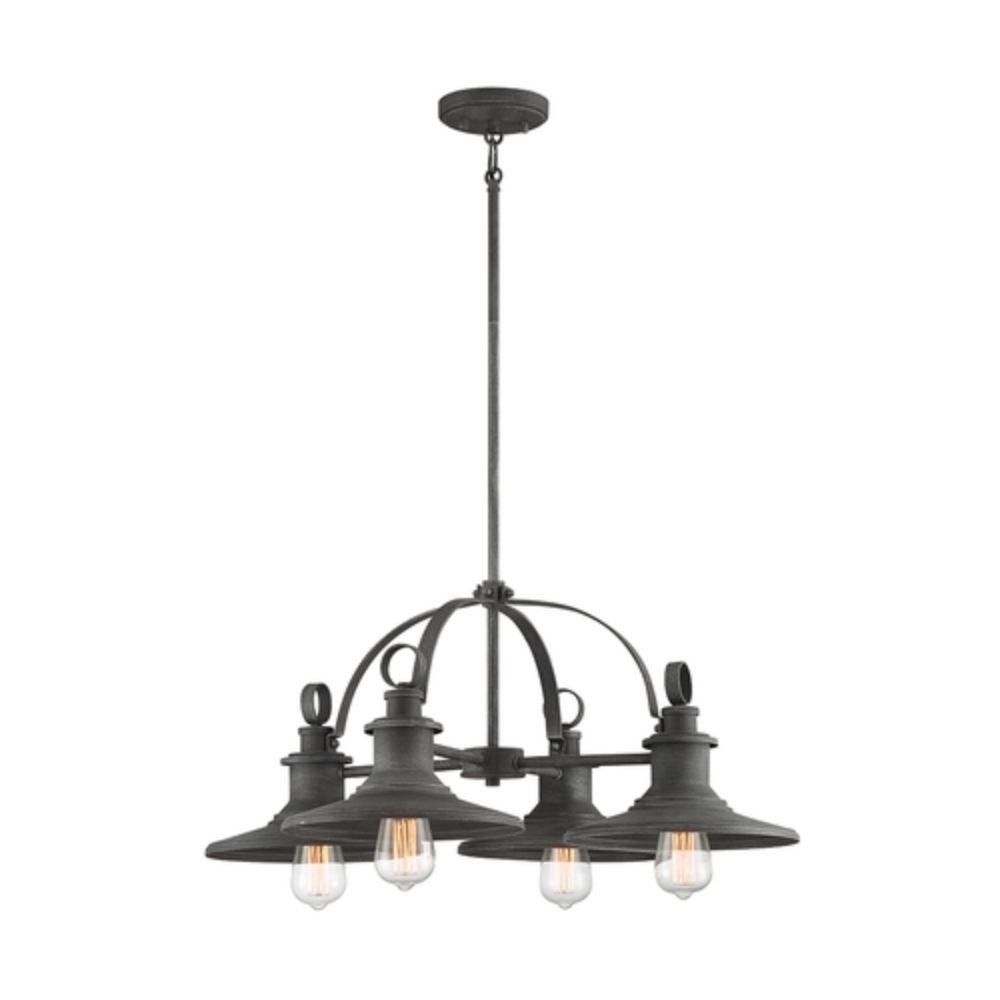 Designers Fountain D207M-4CH-WP Aurora 4 Light Chandelier in Weathered Pewter