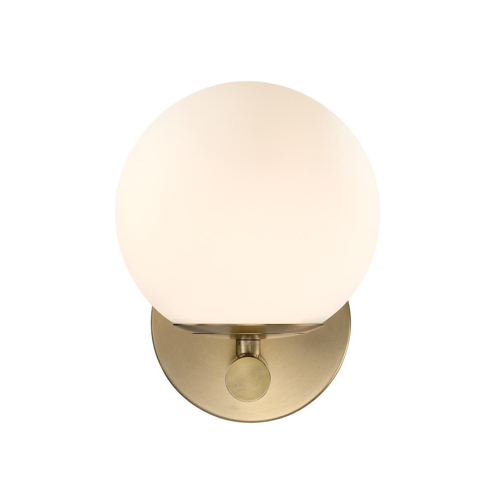 Designers Fountain D252C-WS-BG Crown Heights 8 in. 1-Light Brushed Gold Wall Sconce with White Art Glass Shade