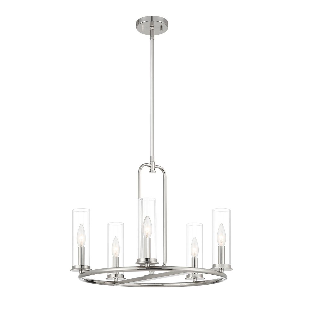 Designers Fountain D268C-5CH-PN Hudson Heights 5 Light Chandelier in Polished Nickel 