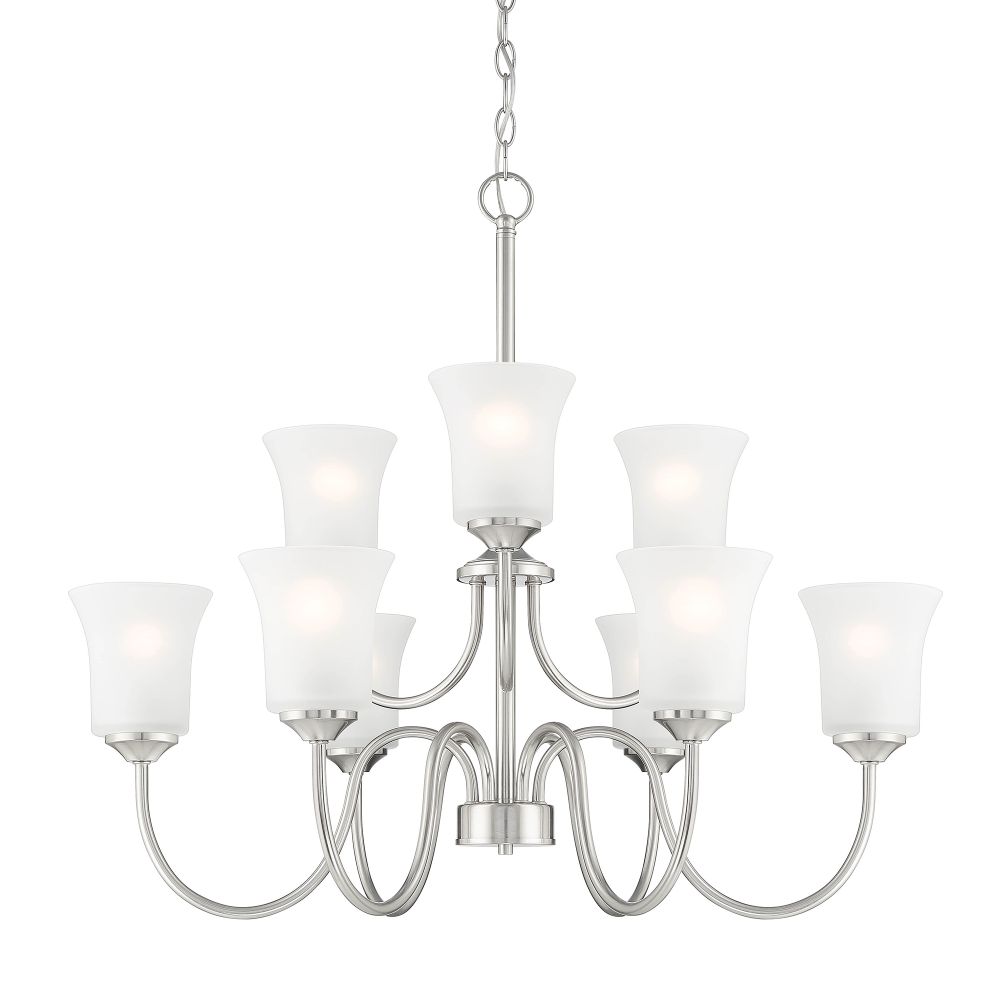 Designers Fountain D278M-9CH-BN Bronson 9 Light Chandelier in Brushed Nickel 