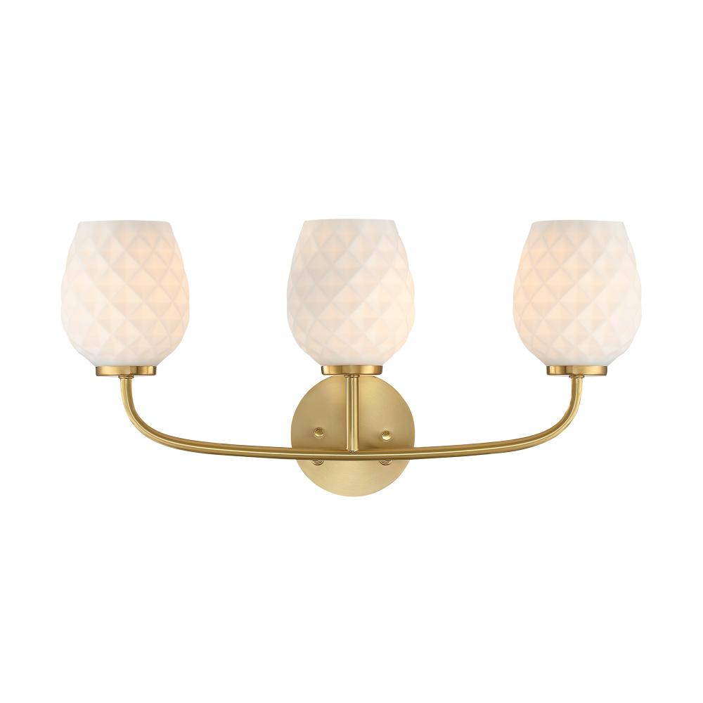 Designers Fountain D289M-3B-BG Dita 23 in. 3-Light Brushed Gold Vanity Light with Etched Opal Glass Shades