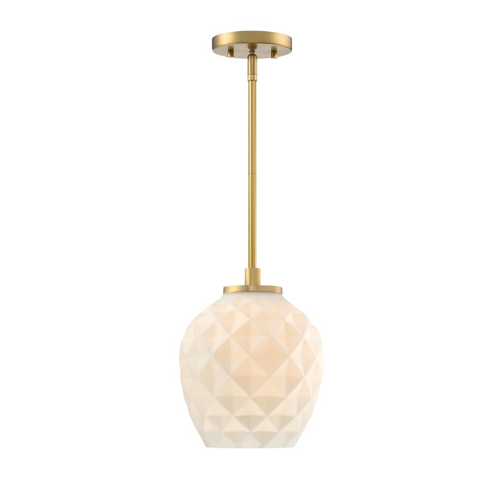 Designers Fountain D289M-9P-BG Dita Classic Brushed Gold 9 in. Bell Pendant with Etched Opal Glass Shade