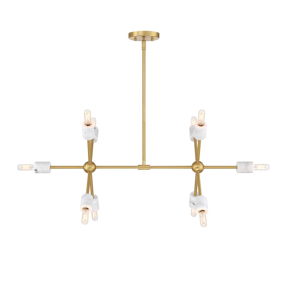 Designers Fountain D304C-IS-BG Star Dust 60 Watt 10-Light Brushed Gold Mid-Century Modern Island Light with Natural Marble Accents