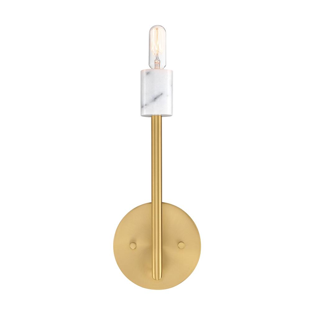 Designers Fountain D304C-WS-BG Star Dust 5.25 in. 1-Light Brushed Gold Wall Sconce Light with Natural Marble Accent for Bathrooms
