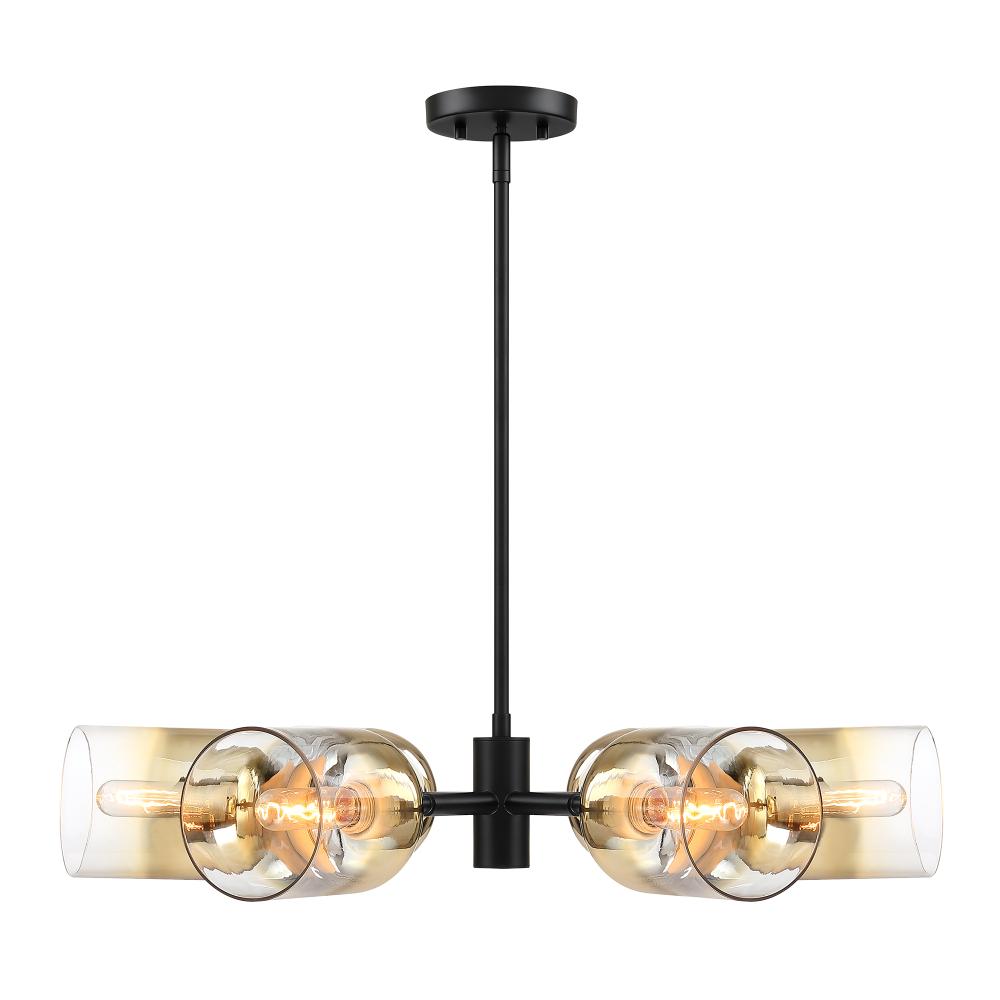 Designers Fountain D306M-6CH-MB Gatsby 6-Light Matte Black Mid-Century Modern Geometric Chandelier for Dining Rooms