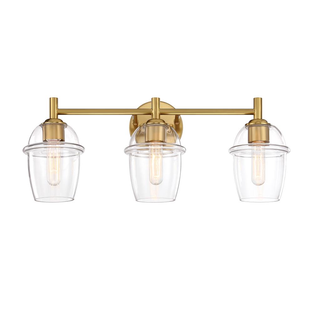 Designers Fountain D310M-3B-BG Summer Jazz 24 in. 3-Light Brushed Gold Vanity Light with Clear Glass Shades for Bathrooms