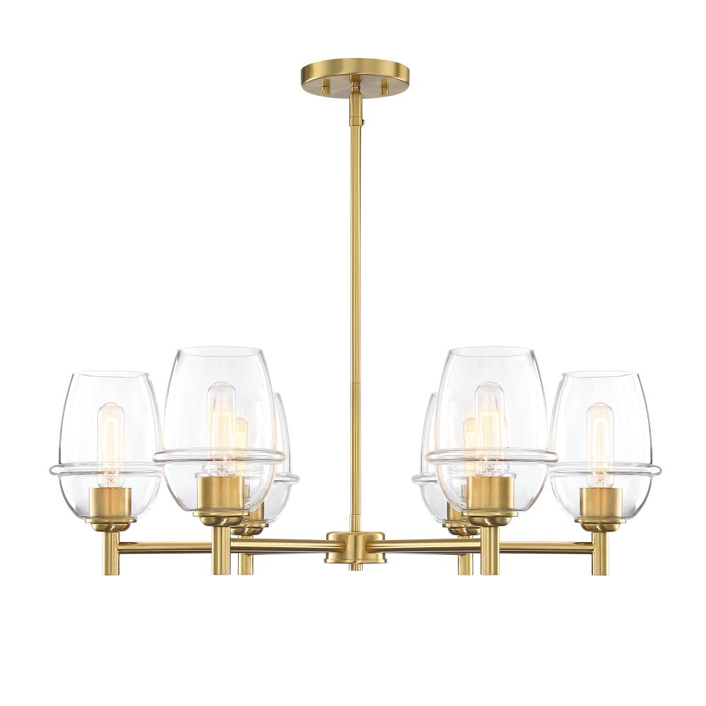 Designers Fountain D310M-6CH-BG Summer Jazz 6-Light Brushed Gold Transitional Shaded Chandelier for Dining Rooms
