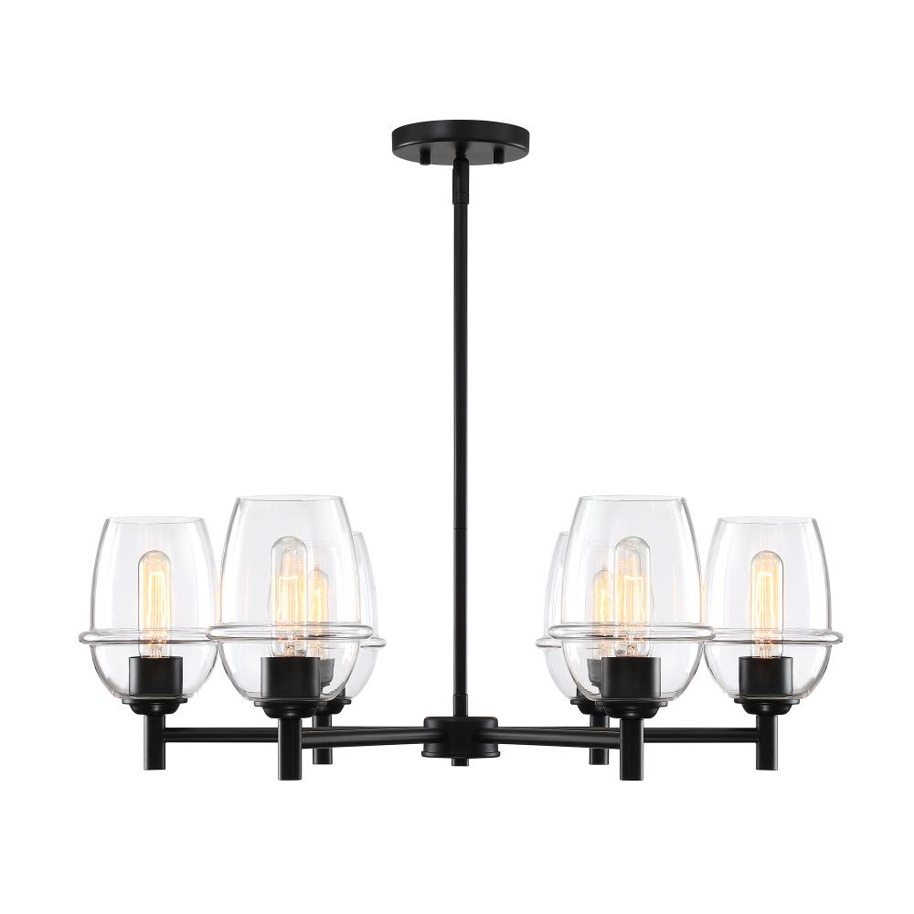 Designers Fountain D310M-6CH-MB Summer Jazz 6-Light Matte Black Transitional Shaded Chandelier for Dining Rooms