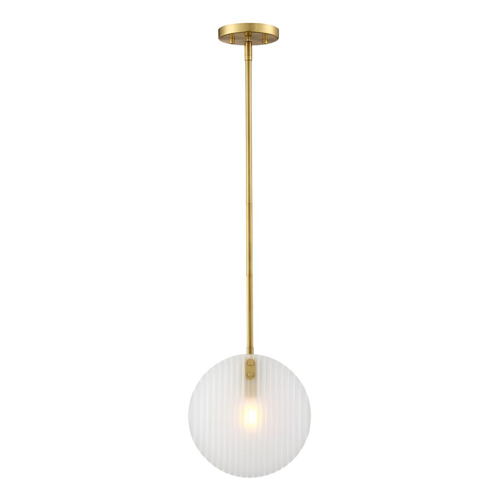 Designers Fountain D311C-10P-BG Sky Fall 60 Watt 1-Light Brushed Gold Contemporary Pendant Light with Etched Fluted Glass Shade