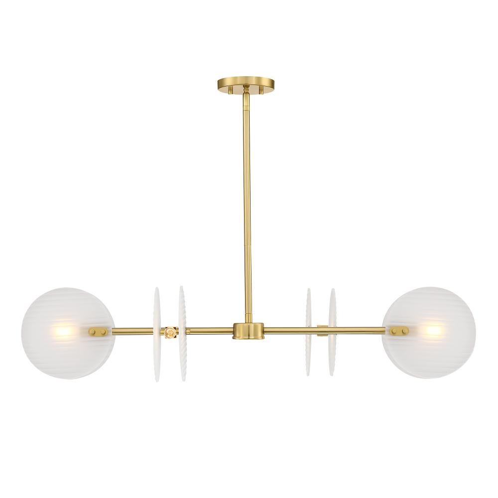 Designers Fountain D311C-IS-BG Sky Fall 60 Watt 4-Light Brushed Gold Contemporary Island Light with Etched Fluted Glass Shades