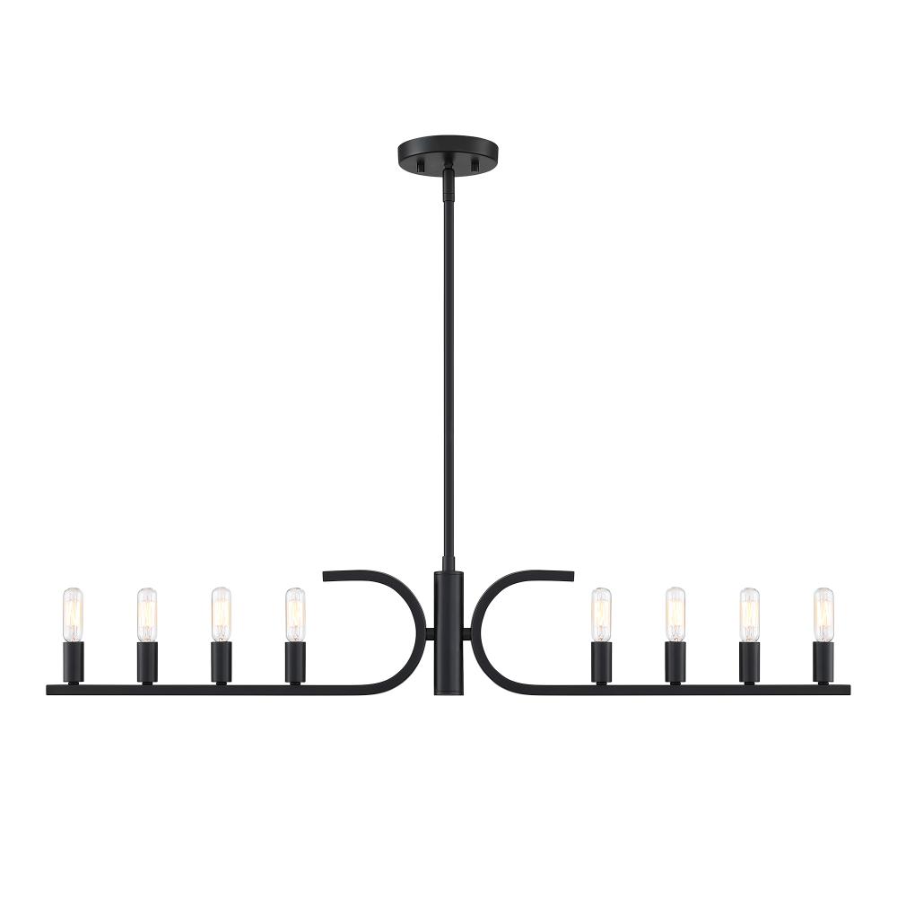 Designers Fountain D314C-IS-MB Skye 60 Watt 8-Light Matte Black Minimalist Island Light with Bare Bulbs