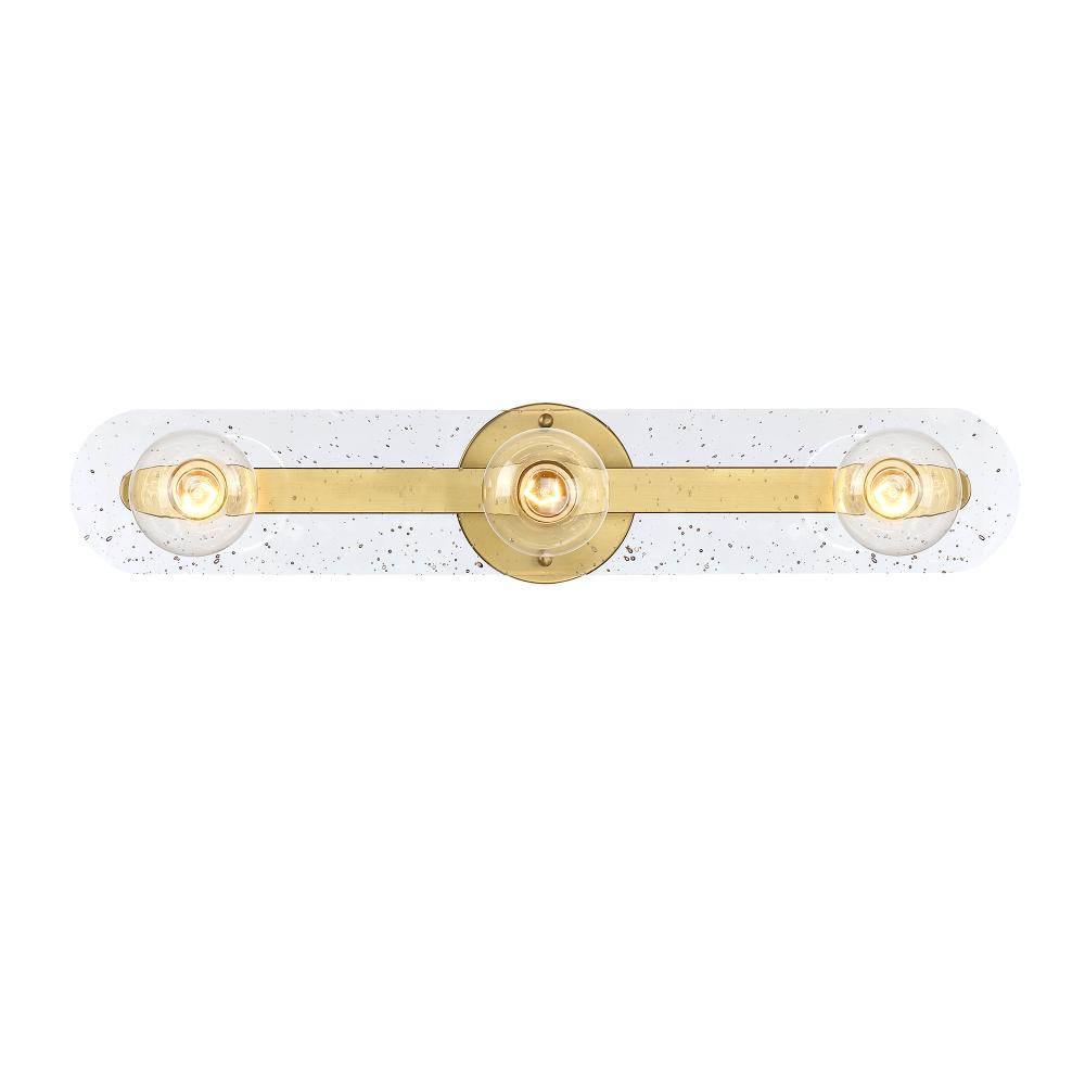 Designers Fountain D318M-3B-BG Demi 24 in. 3-Light Brushed Gold Vanity Light with Artisan Cast Glass Shade for Bathrooms 