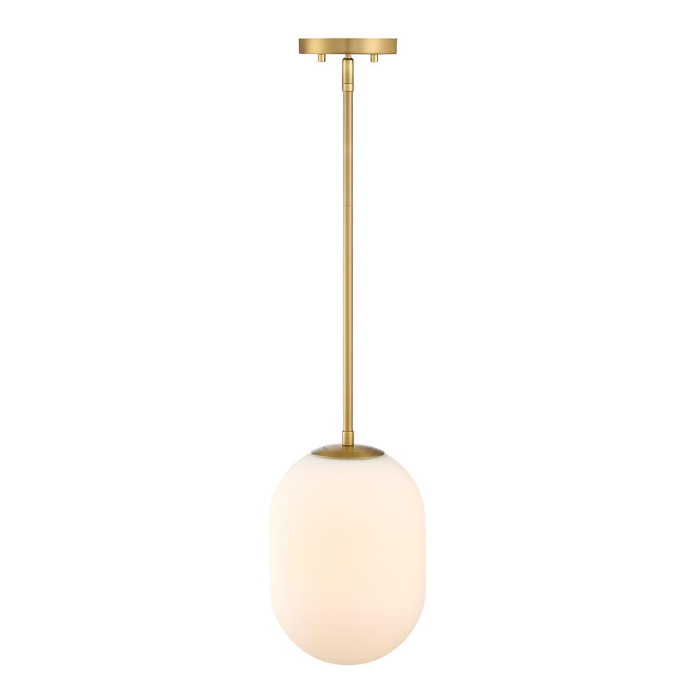 Designers Fountain D324M-8P-BG Noor 60 Watt 1-Light Brushed Gold Modern Pendant Light with Etched Opal Glass Shade