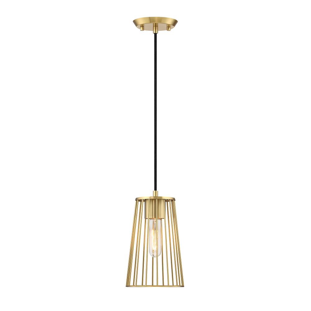 Designers Fountain D328M-6PA-BG Liana 60 Watt 1-Light Brushed Gold Glam Pendant Light with Wire Cage Shade