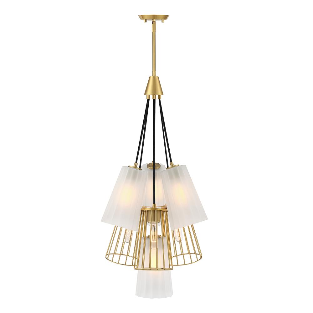 Designers Fountain D328M-7CH-BG Liana 7-Light Brushed Gold Glam Tiered Statement Chandelier for Foyers and Entryways