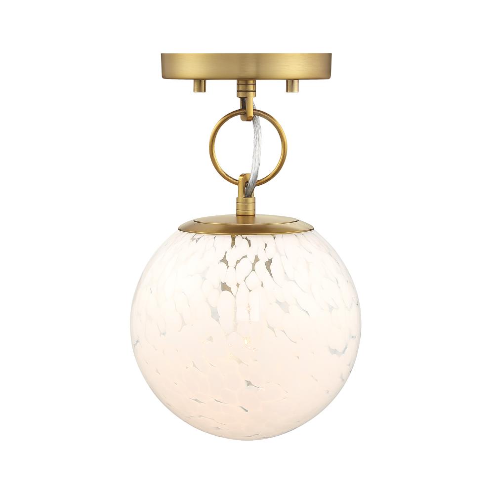 Designers Fountain D329M-SF-BG Wine Flower 7 in. 1-Light Brushed Gold Glam Semi Flush Mount with White Art Glass Shade for Bedrooms