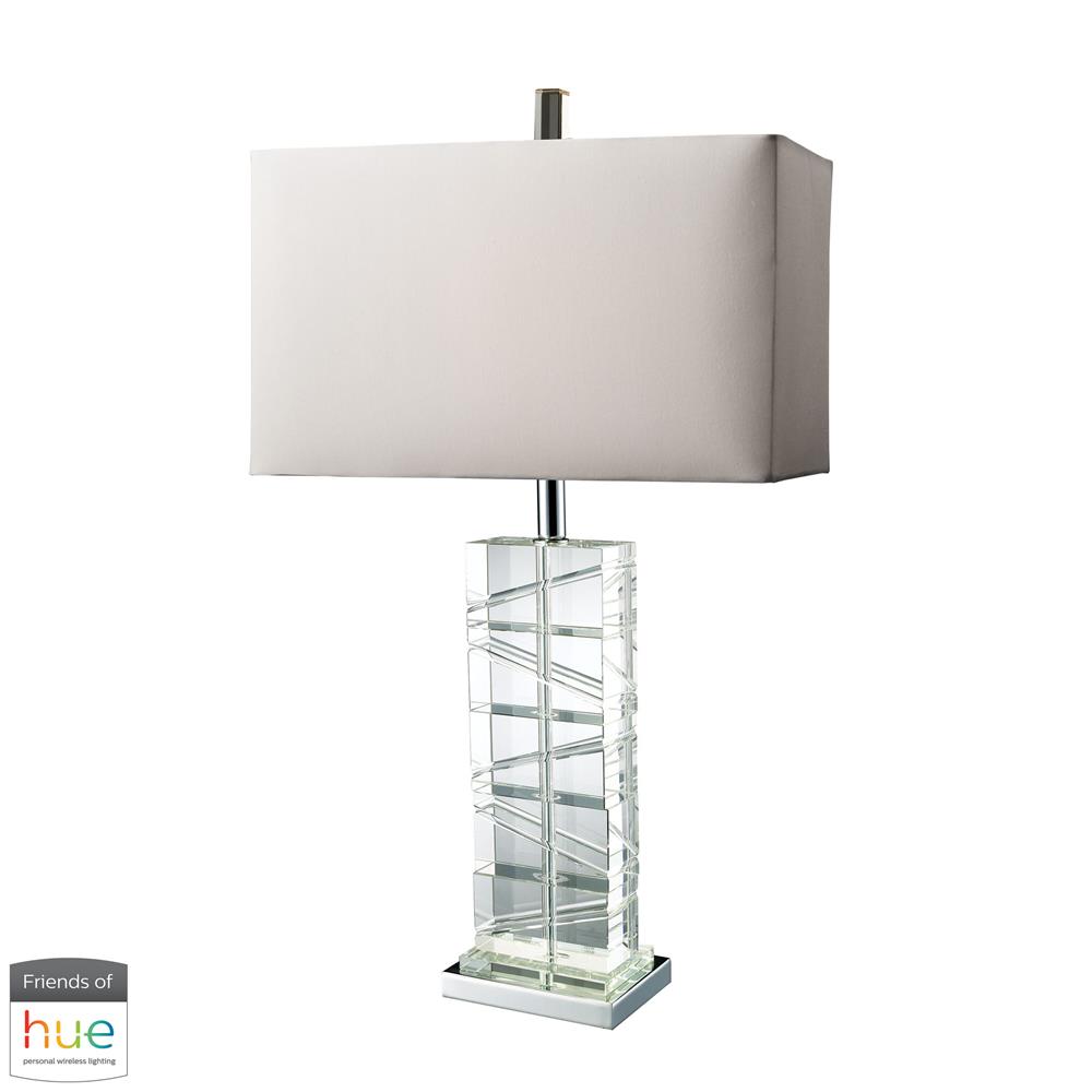 ELK Home Friends of Hue D1813-HUE-B Avalon Table Lamp in Clear Crystal and Chrome - with Philips Hue LED Bulb/Bridge