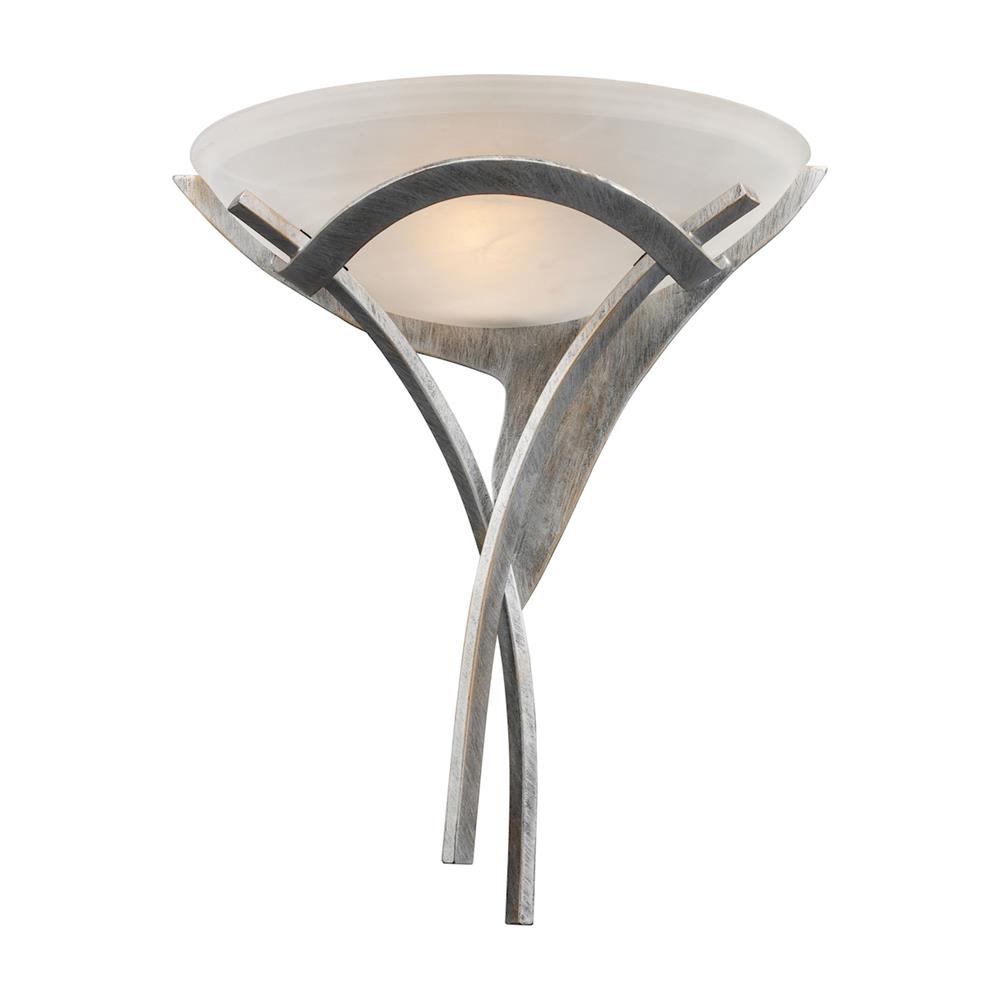 ELK Lighting 001-TS Aurora 1-Light Sconce In Tarnished Silver With White Faux-Alabaster Glass