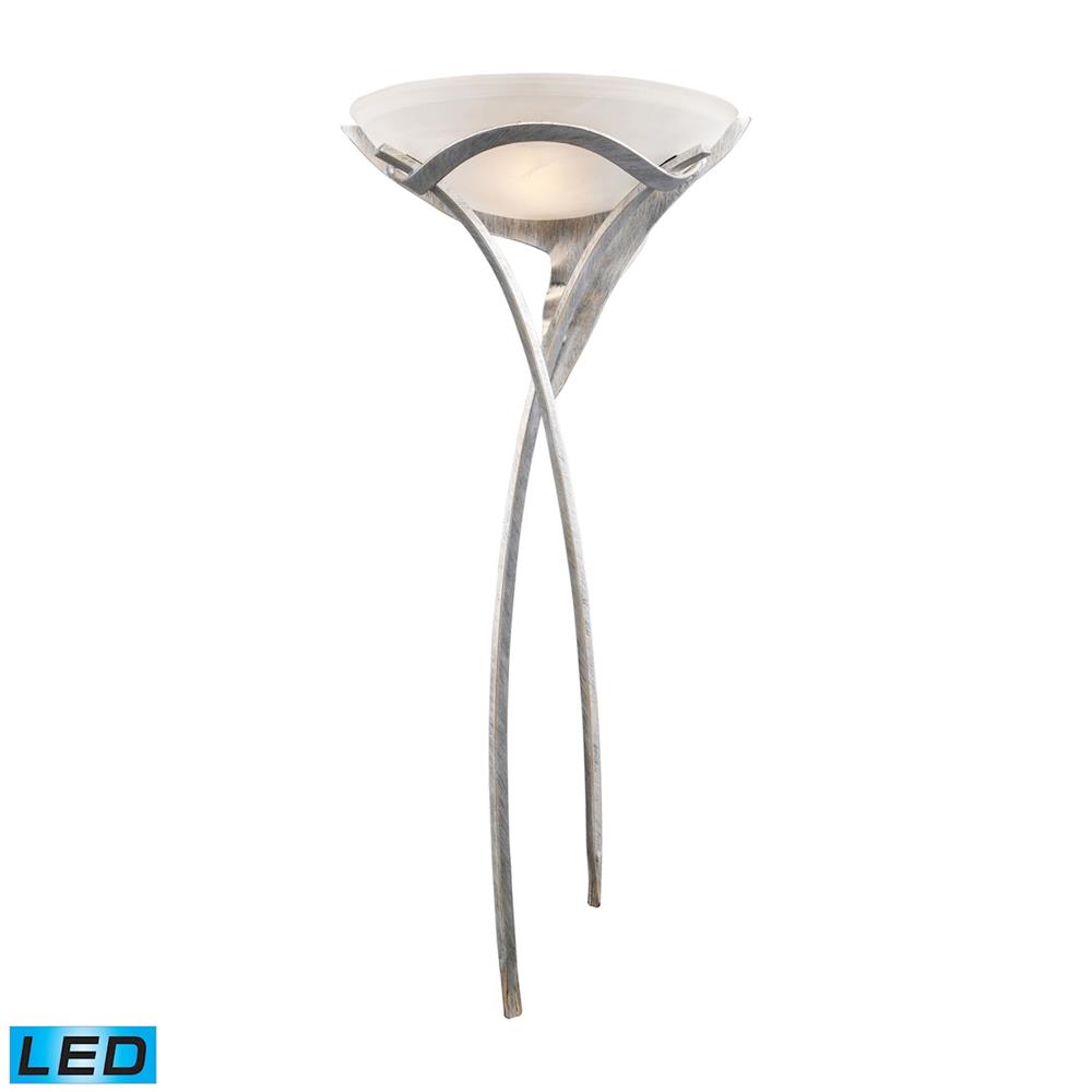 ELK Lighting 002-TS-LED Aurora 1-Light Sconce In Tarnished Silver With White Faux-Alabaster Glass - LED