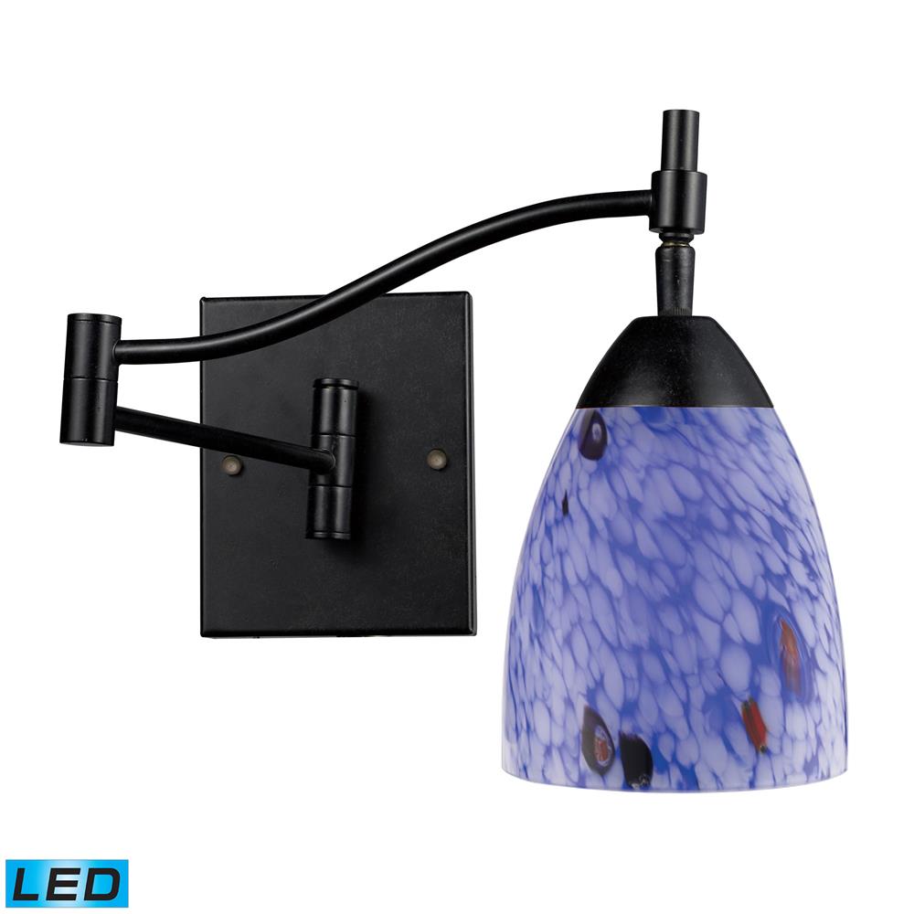ELK Lighting 10151/1DR-BL-LED Celina 1-Light Swingarm Sconce In Dark Rust With Starburst Blue Glass - LED
