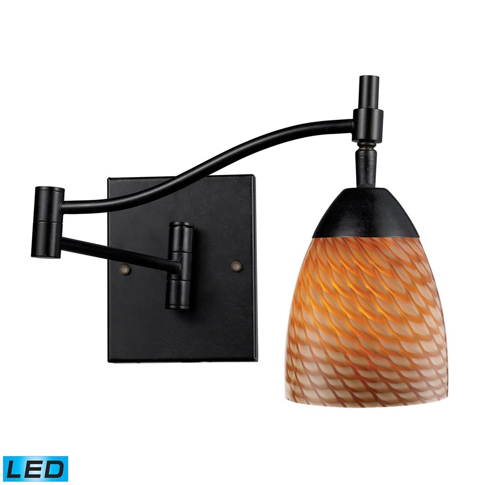 ELK Lighting 10151/1DR-C-LED Celina 1-Light Swingarm Sconce In Dark Rust And Coco Glass - LED