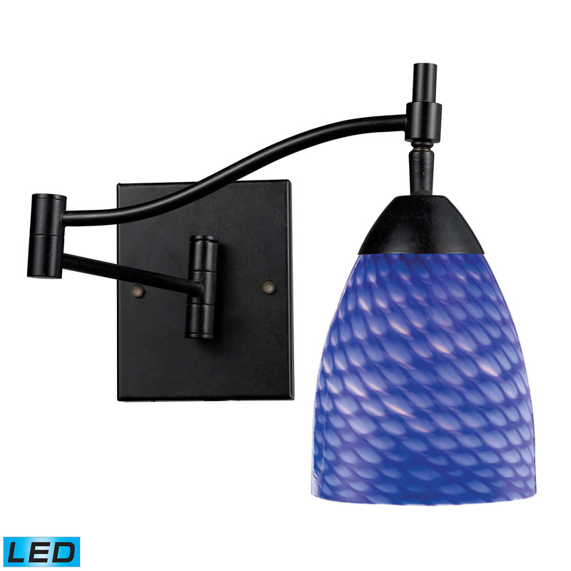 ELK Lighting 10151/1DR-S-LED Celina 1-Light Swingarm Sconce in Dark Rust and Sapphire Glass - LED Offering Up To 800 Lumens (60 W