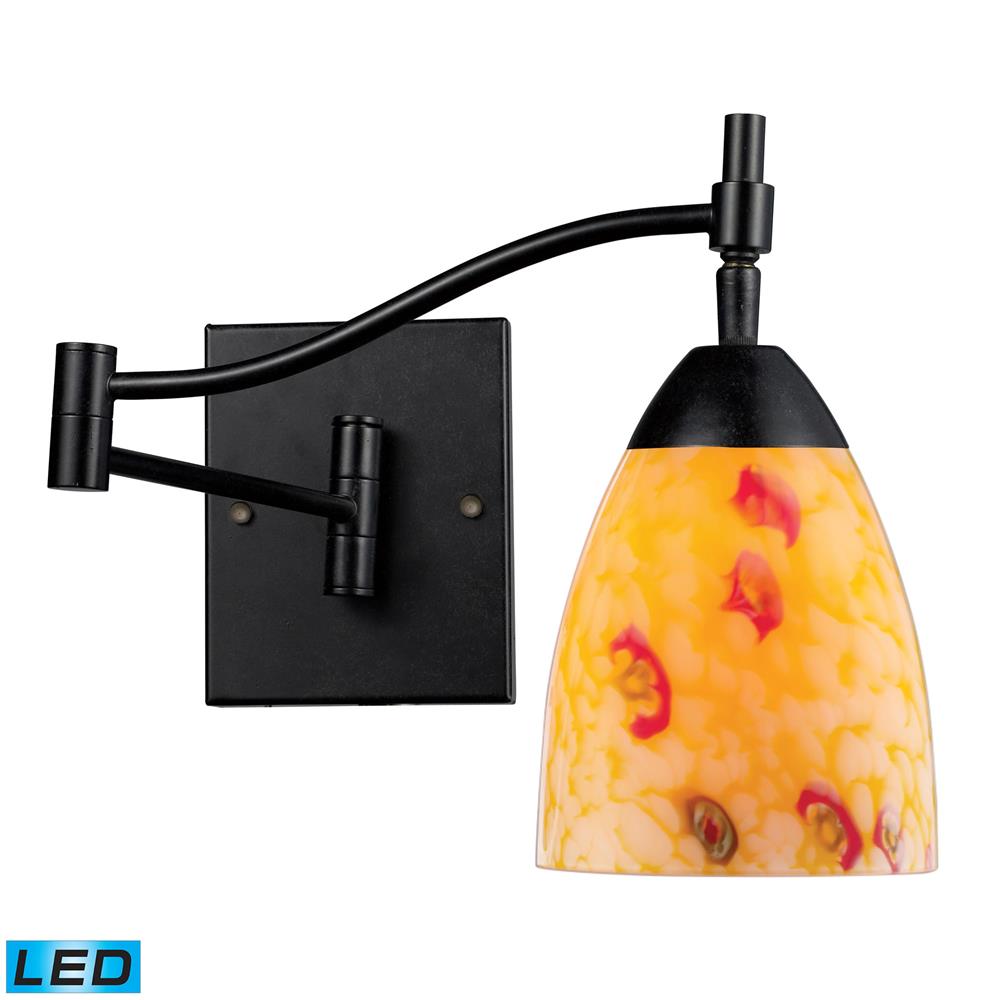 ELK Lighting 10151/1DR-YW-LED Celina 1-Light Swingarm Sconce In Dark Rust And Yellow Glass - LED