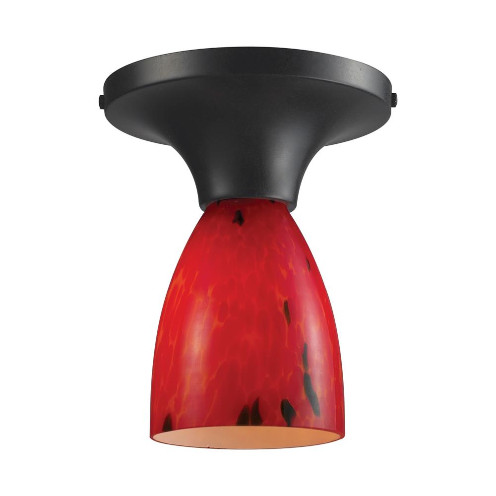 ELK Lighting 10152/1DR-FR Celina 1-Light Semi-Flush In Dark Rust And Fire Red Glass 