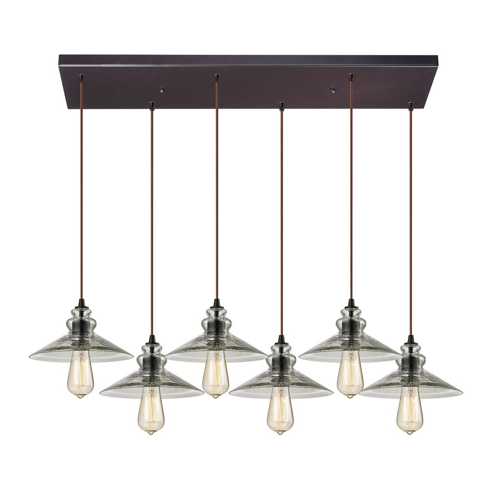 ELK Lighting 10332/6RC Hammered Glass Collection 6 light chandelier in Oil Rubbed Bronze