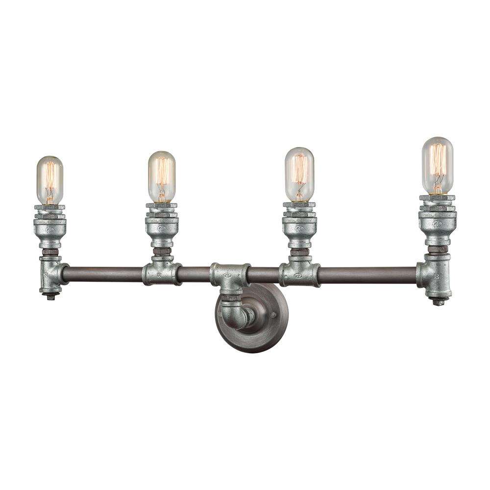 ELK Lighting 10685/4 Cast Iron Pipe 4 Light Vanity In Weathered Zinc