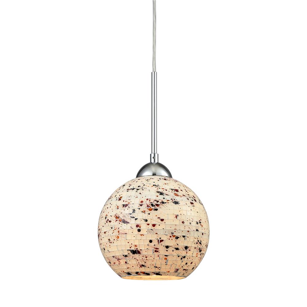 ELK Lighting 10741/1 Spatter 1 Light Pendant In Polished Chrome With Spatter Mosaic Glass
