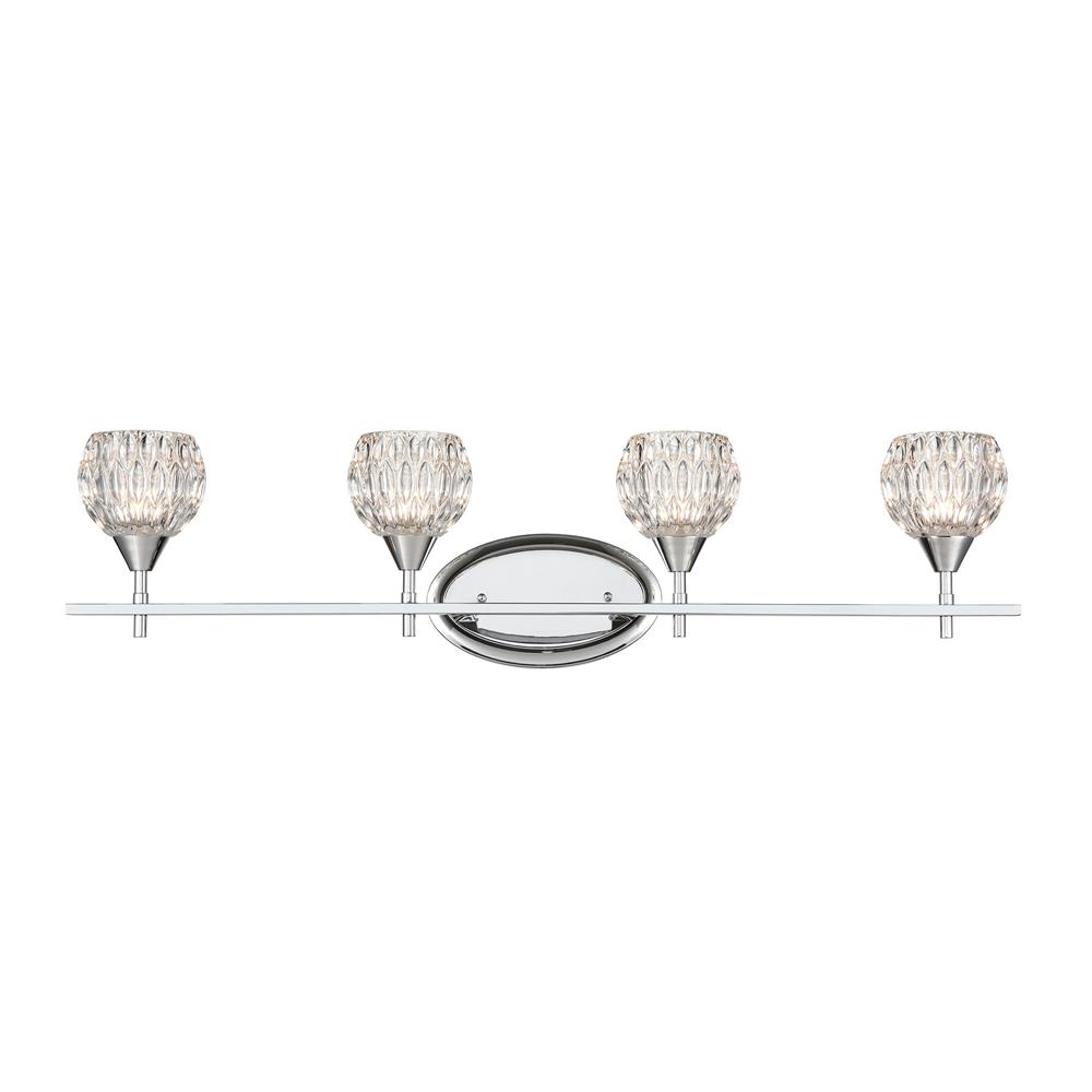Elk Lighting 10822/4 Kersey 4-Light Vanity Light in Polished Chrome with Clear Crystal