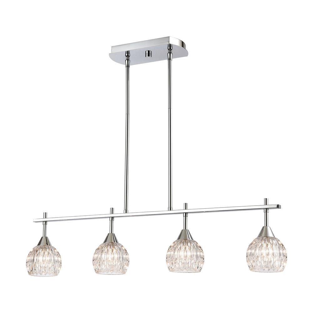 Elk Lighting 10825/4 Kersey 4-Light Island Light in Polished Chrome with Clear Crystal