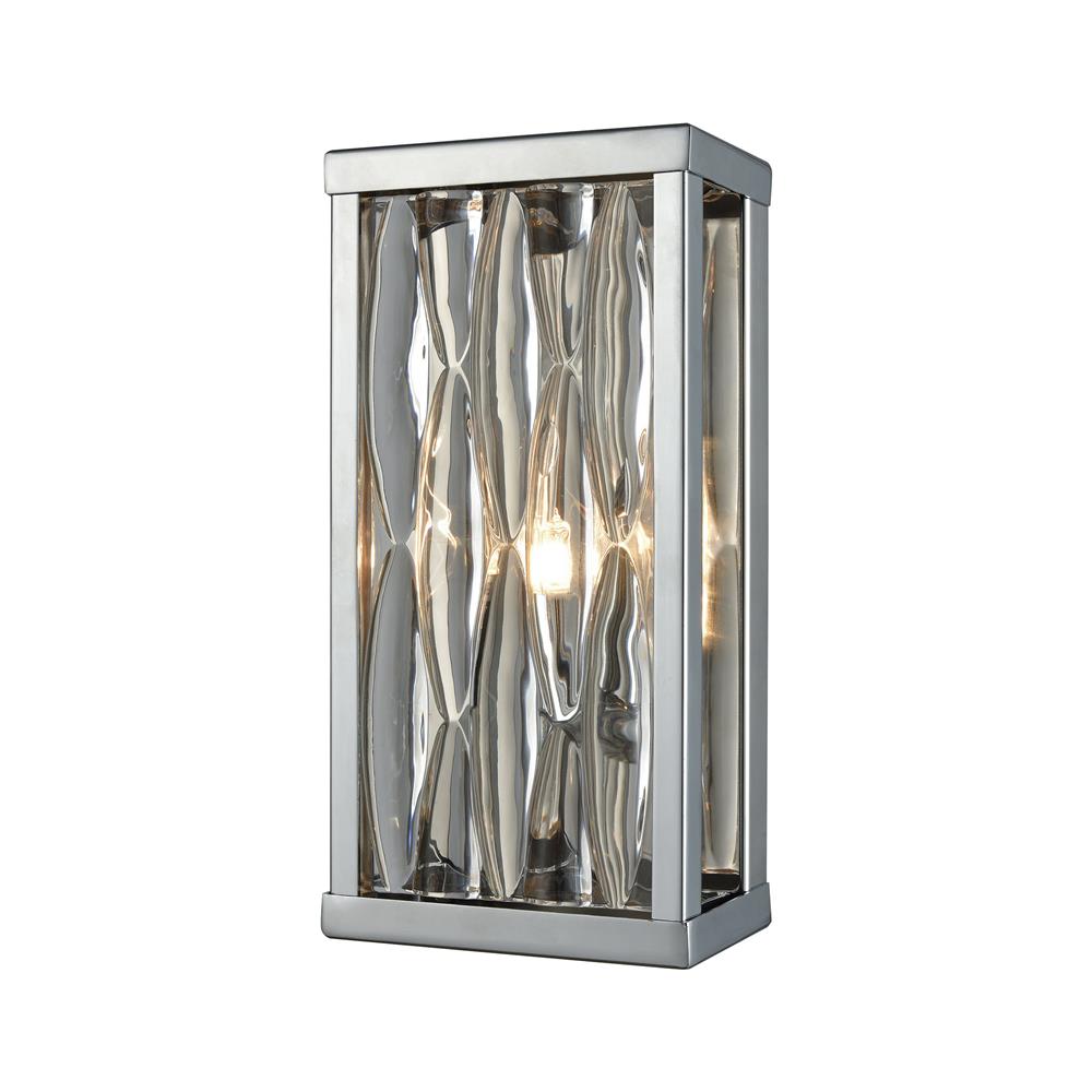 ELK Lighting 11100/1 Riverflow 1 Light Vanity In Polished Chrome With Stacked River Stone Glass