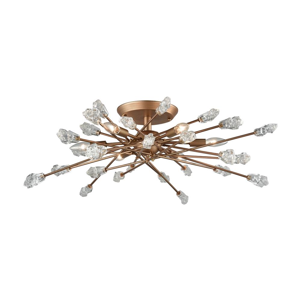 ELK Lighting 11112/6 Serendipity 6 Light Semi Flush In Matte Gold With Clear Bubble Glass